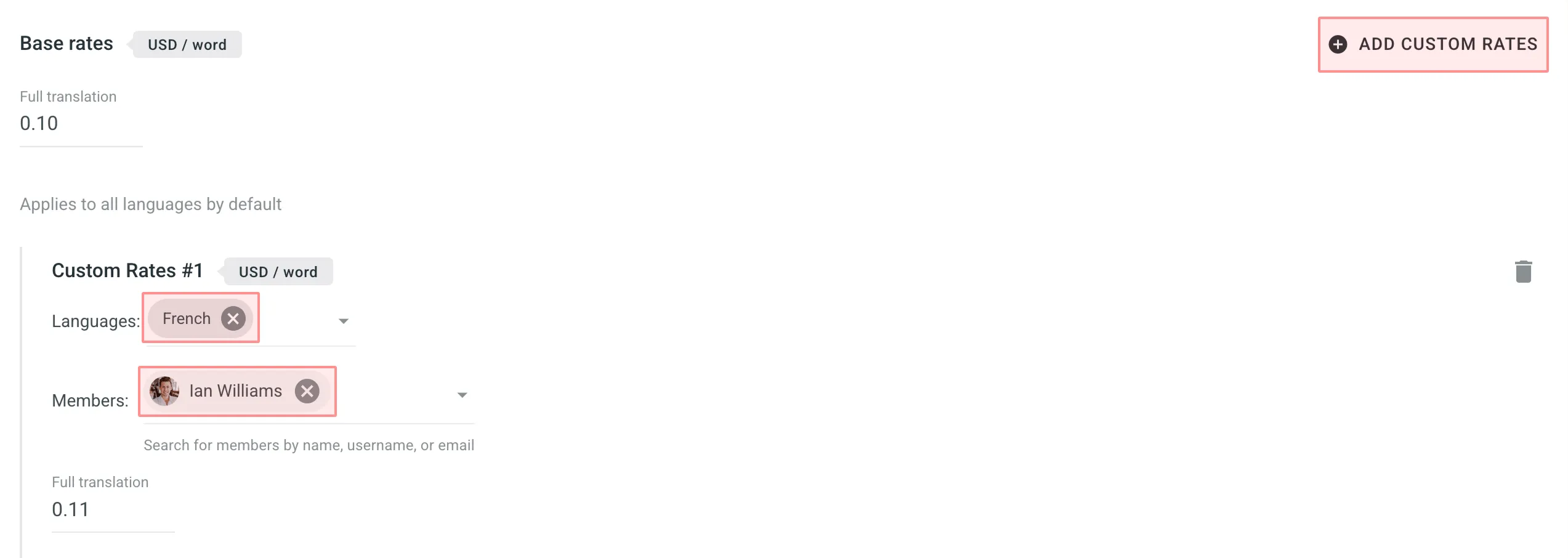 Adding Custom Rates